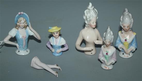 5 Continental porcelain  figurine busts